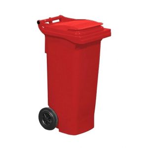 Cos deseuri mobil din plastic 80 litri rosu