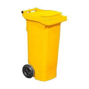Cos deseuri mobil din plastic 80 litri galben