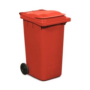 Cos deseuri mobil din plastic 120 litri rosu