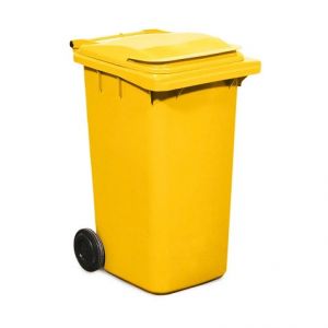 Cos deseuri mobil din plastic 120 litri galben