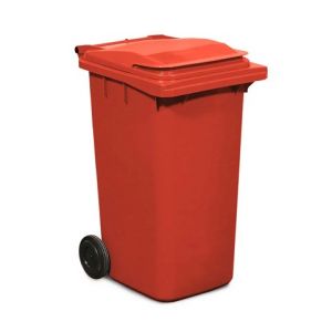 Cos deseuri mobil din plastic 240 litri rosu