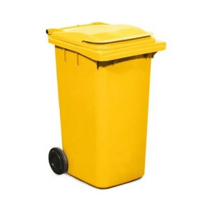 Cos deseuri mobil din plastic 240 litri galben