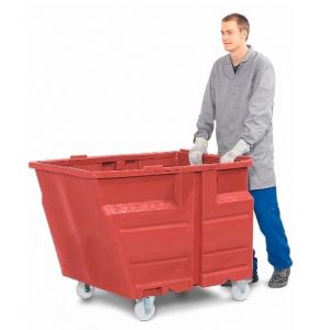 Recipient basculabil PE cu roti rosu 600 litri