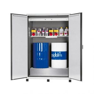 Dulap antifoc pentru 2 butoaie cu raft pentru recipiente mici 