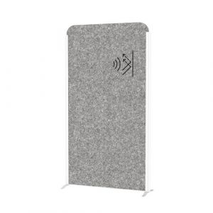 Panou acustic gri inchis cu cadru alb 1000x1820mm