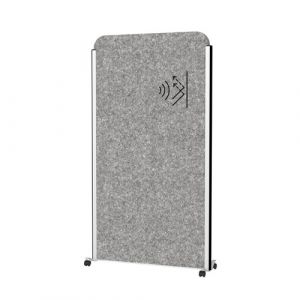Panou acustic gri inchis cu cadru argintiu pe roti 1000x1820mm