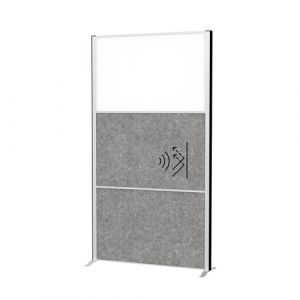 Panou acustic combinat gri inchis cu tabla alba 1000x1820mm