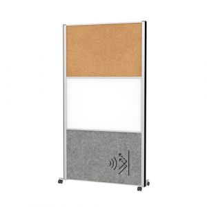 Panou acustic combinat cu tabla alba si pluta pe roti 1000x1820mm