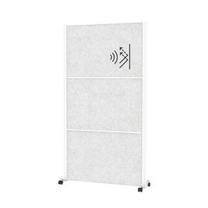 Panou acustic modular gri deschis cu lumina LED pe roti 1000x1820mm