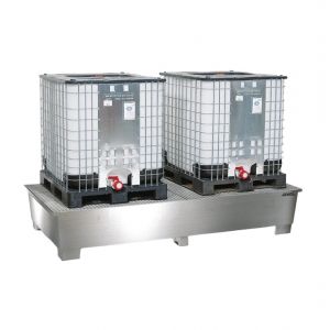 Cuva de retentie din INOX cu grilaj 2 IBC-uri 1000 litri